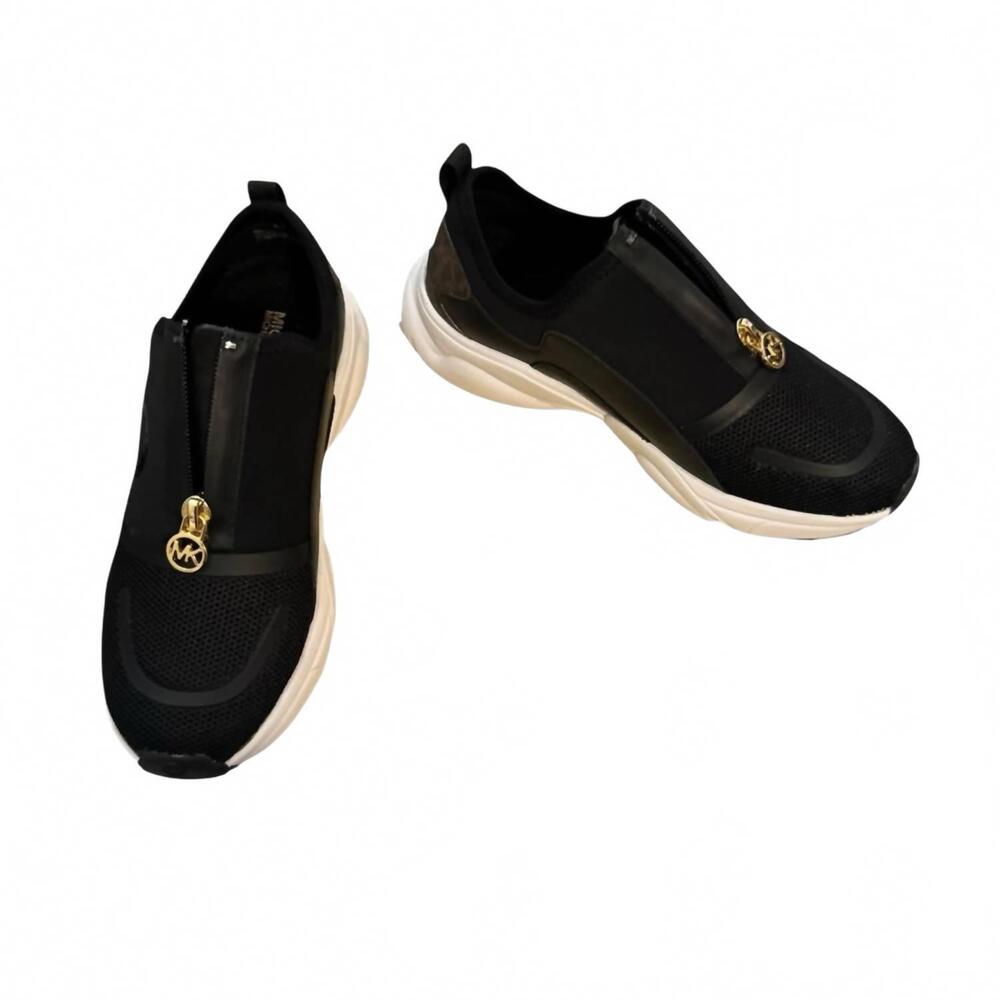 NEW MICHAEL KORS women's sami trainer wedge sneakers in black and brown - Picture 6 of 10